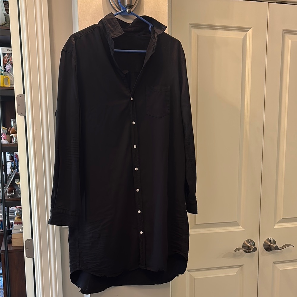 Frank & Eileen Mary Black Shirt Dress sz L